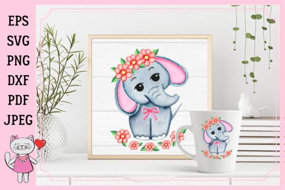Cute Watercolor Girl Elephant: A Charming Craft for Local Branding and Packaging
