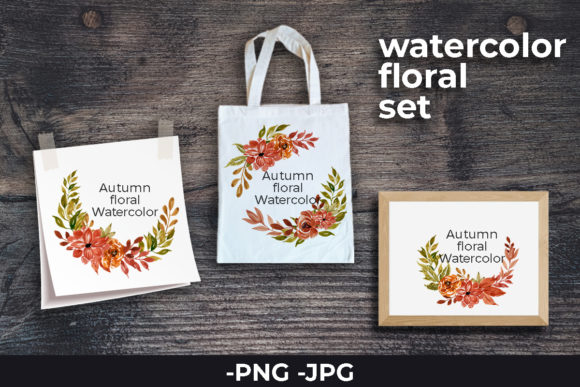 Floral Watercolor Autumn Wreath Set for Crafts & Creative Branding