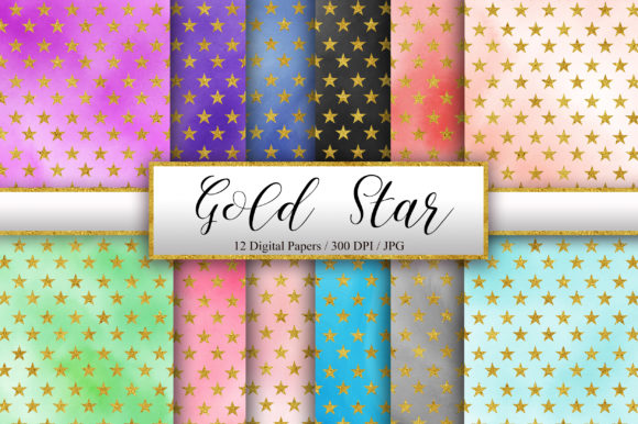 Gold Star Watercolor Pattern Background – A Versatile Design for Crafters & Handmade Sellers