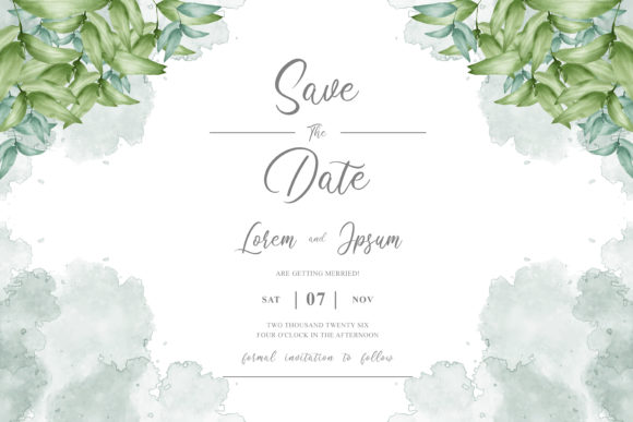 Greenery Watercolor Wedding Invitations for Print Templates & Handmade Business Design