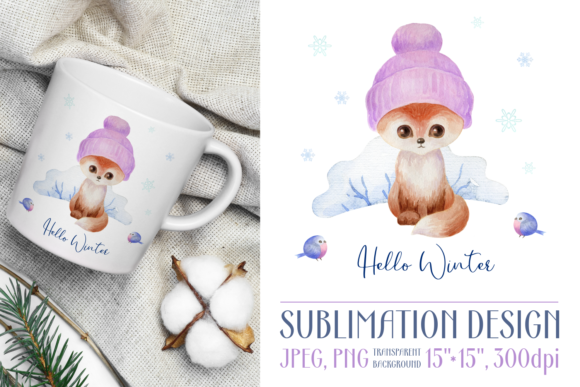 Hello Winter Watercolor Design for Crafts & Content
