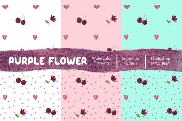Purple Flower Watercolor Seamless Pattern for Creative Sellers