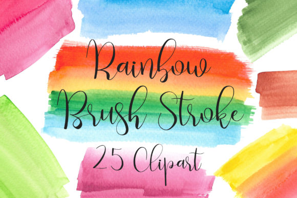 Rainbow Watercolor Brush Stroke Clip Art for Real Crafting Projects