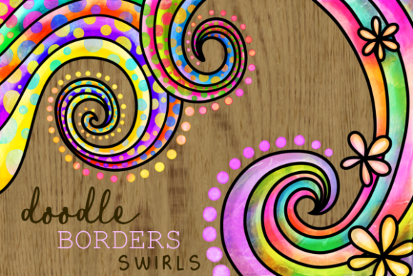 Swirly Doodle Watercolor Ink Borders for Local Branding & Packaging