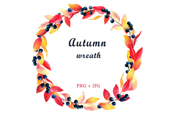 Watercolor Autumn Wreath Clipart for Crafts & Branding Projects