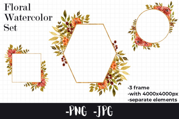 Watercolor Autumnal Floral Frame 2 for Crafts & Branding