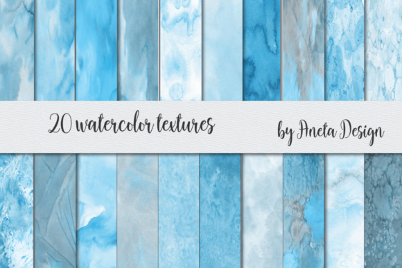 Watercolor Blue Backgrounds for Embroidery Projects