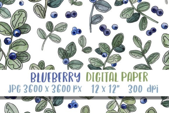 Watercolor Blueberry Digital Paper Adds Artistic Flair to Content Publishing Projects