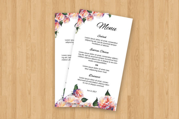 Watercolor Floral Wedding Menu Card: A Delicate Touch for Boutique Branding and Wedding-Themed Packaging