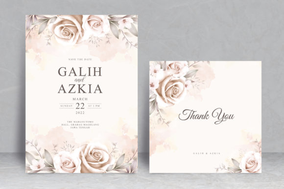 Wedding Card with Soft Floral Watercolor Print Templates for Real Crafters